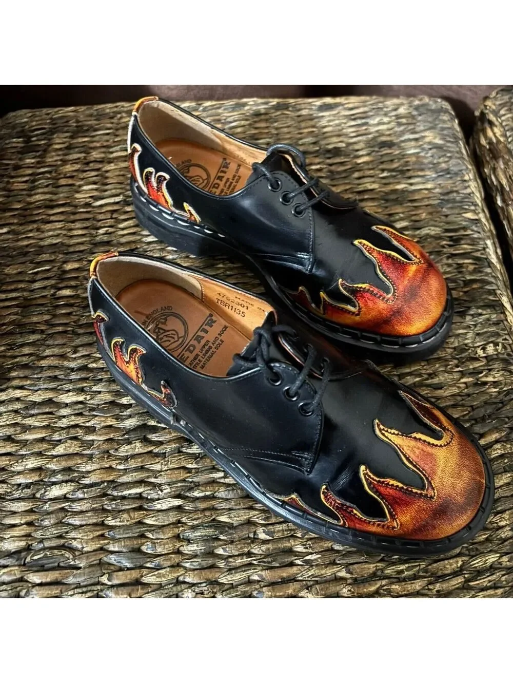 Vintage Tredair Flame Leather Shoes England Punk Grunge SZ 5
